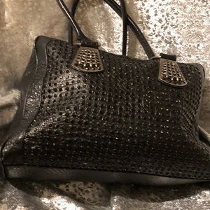 Black leather overnight bag